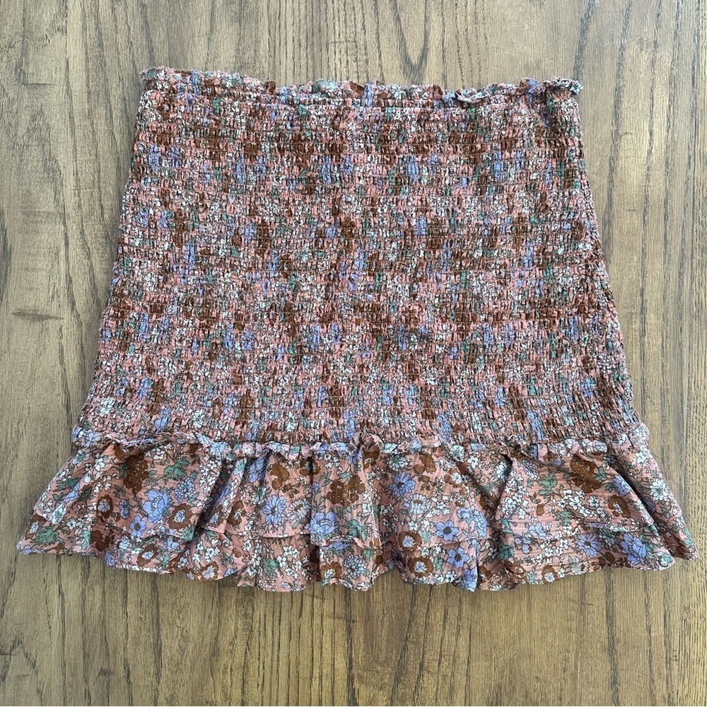 Veronica Beard Melodie Smocked Skirt Size 6 Cotton Floral Ruffle Mini Spring - Picture 9 of 11